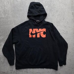 Nike NYC Hoodie Mens 3XL Black Pullover Fleece‎ Sweatshirt Graphic Logo Print